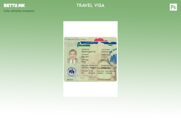 Шаблон за виза за Гамбија во модерен стил